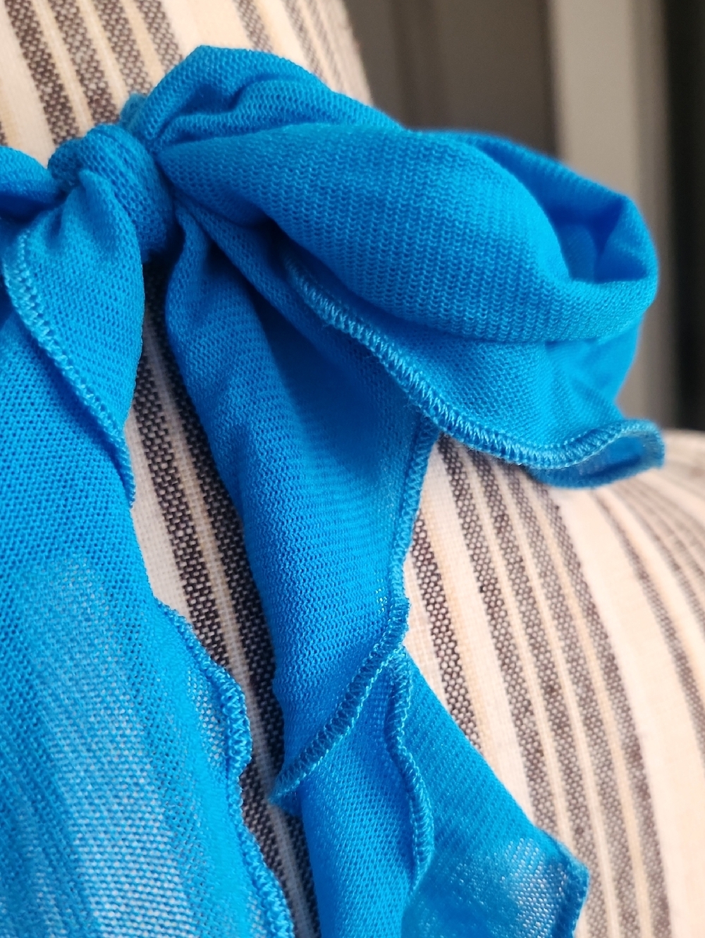 Bright Blue Ruffled Ruched  Halter Mini Dress - Picture 3 of 12